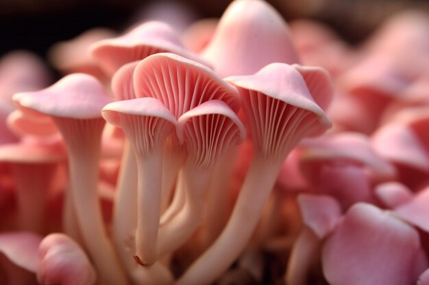 funghi di ostriche rosa da vicino