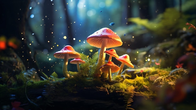 Funghi magici nella foresta