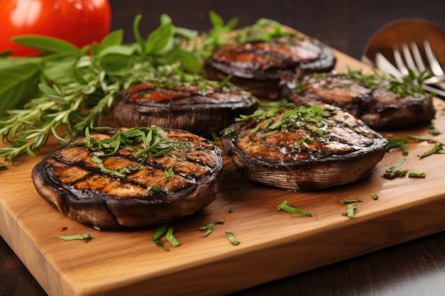 Funghi Portobello grigliati su tavola