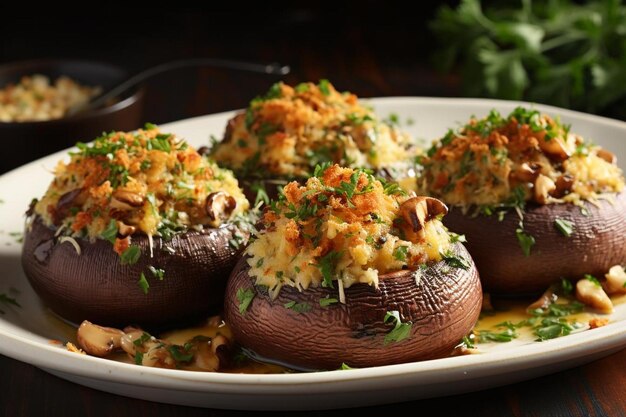 Funghi ripieni di gamberetti e granchi