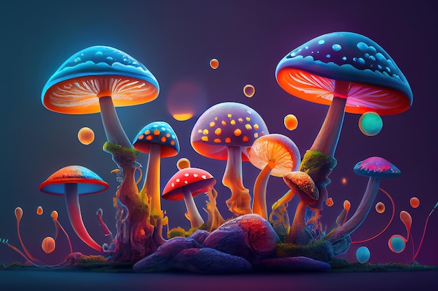 Funghi Sfondo Magico Generativo Ai