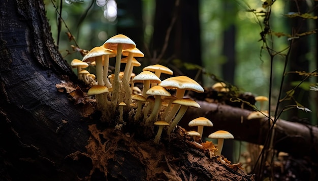 Funghi su un albero nella foresta