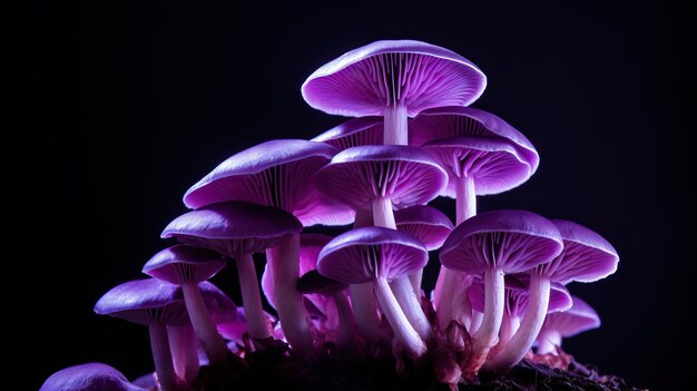 Funghi viola con sfondo scuro