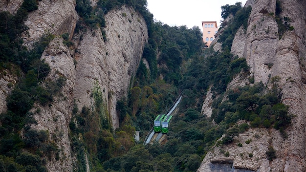 Funicolare di montagna di Montserrat a Santa Cova L'abbazia benedettina di Santa Maria de Montserrat a Monistrol de Montserrat Spagna