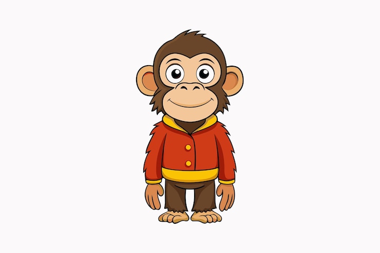 Photo funny chimpanzee vector illustration cartoons clipart amp line art on white background funny chimpan