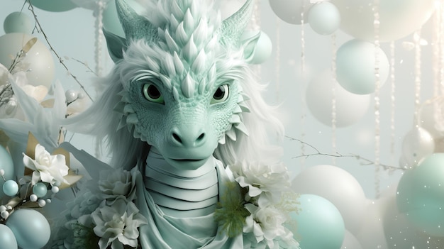 Funny Dragon Happy New Year Greeting Card Background Ai generative