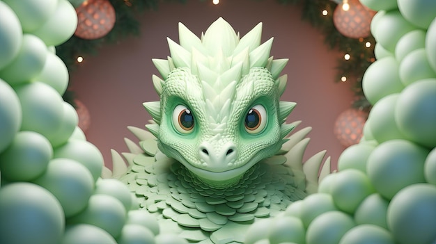 Funny Dragon Happy New Year Greeting Card Background Ai generative
