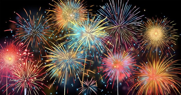 Fuochi d'artificio colorati e festivi generati dall'intelligenza artificiale