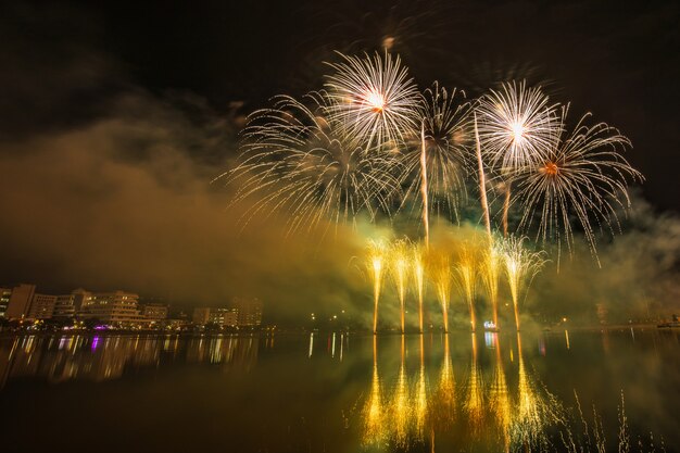 Fuochi d&#39;artificio colorati nella notte della celebrazione.