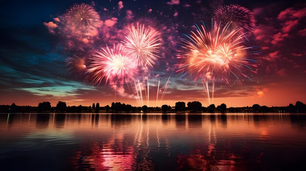 fuochi d'artificio colorati nella notte