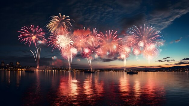 fuochi d'artificio colorati nella notte