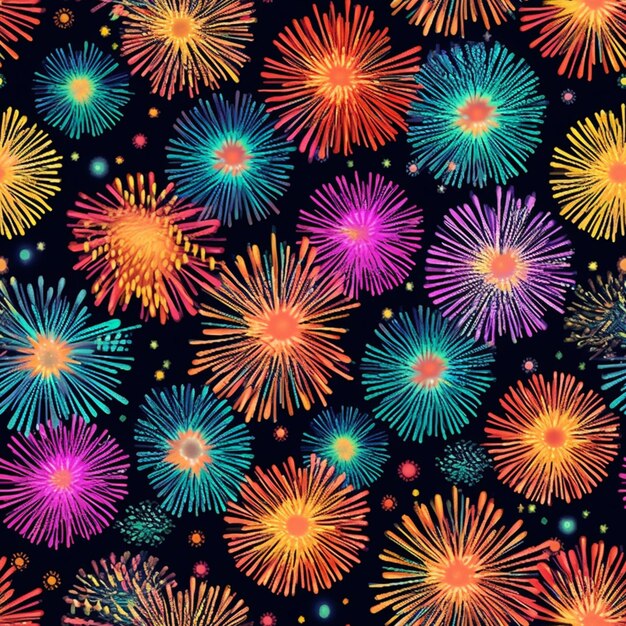 Fuochi d'artificio colorati su sfondo nero