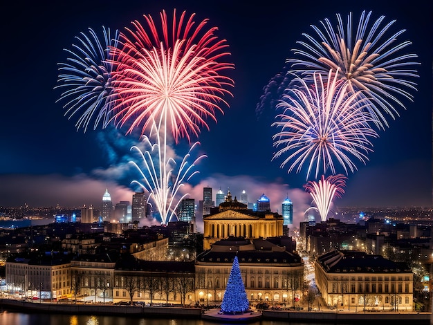 Fuochi d'artificio di Natale in città