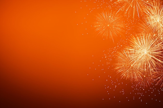 Fuochi d'artificio festivi su sfondo arancione