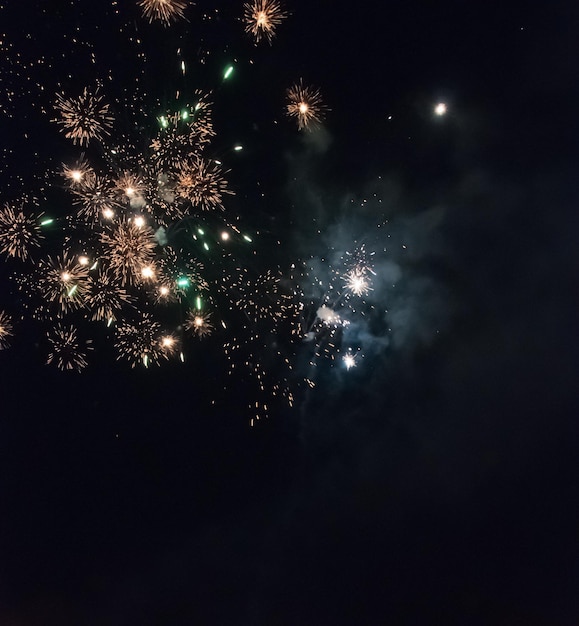 Fuochi d'artificio luminosi di notte