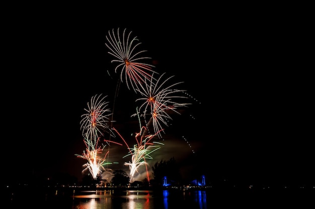 fuochi d'artificio nel cielo scuro al festival notturno