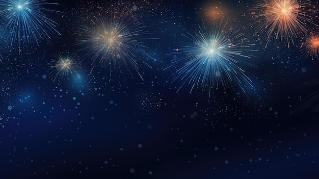 Fuochi d'artificio nell'esplosione del cielo notturno Banner Web con spazio per la copia IA generativa