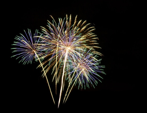 fuochi d&#39;artificio nello sfondo del cielo scuro