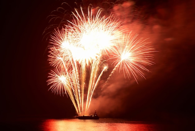 Fuochi d'artificio sul cielo nero