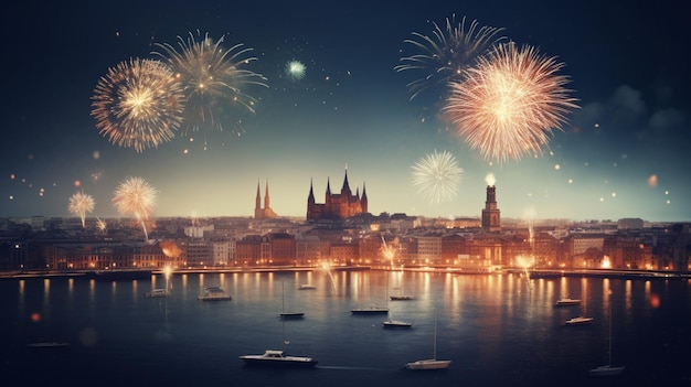 Fuochi d'artificio sul fiume a Praga