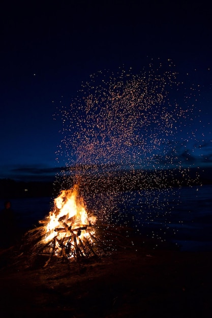 Fuoco di campo di notte