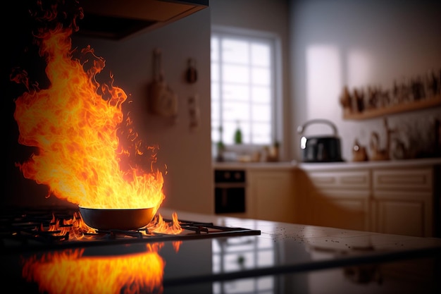 Fuoco in cucina Il concetto di fuoco da apparecchi a gas IA generativa