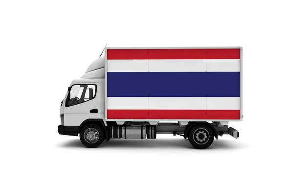 Furgone di consegna con il concetto di logistica della bandiera della Thailandia