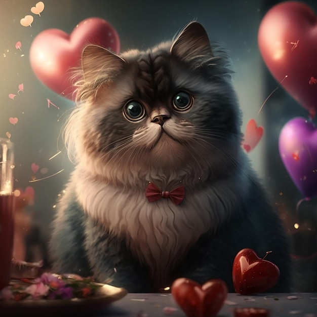 Furry Love Simpatico e giocoso Illustrazione del gatto generata dall'intelligenza artificiale