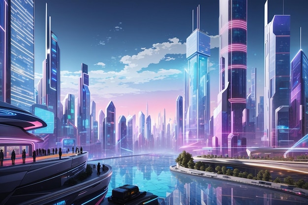 Future city cyberpunk wallpaper e background AI generati