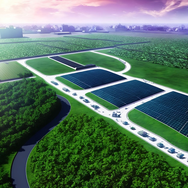 Future eco green Plant factory farm arte generativa di AI