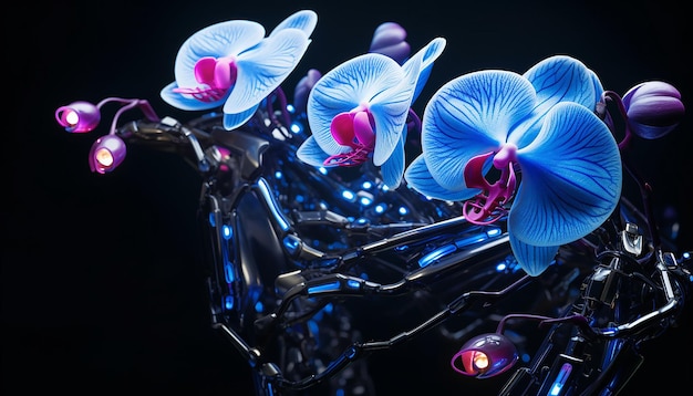 futurismo dell'orchidea robotica incandescente