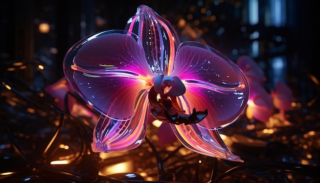 futurismo dell'orchidea robotica incandescente