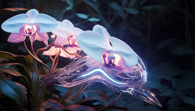 futurismo dell'orchidea robotica incandescente