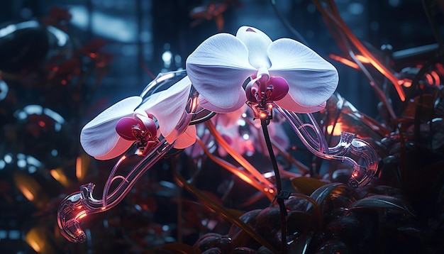 futurismo dell'orchidea robotica incandescente