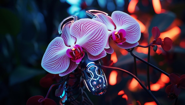 futurismo dell'orchidea robotica incandescente