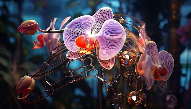 futurismo dell'orchidea robotica incandescente