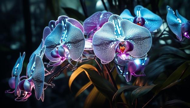 futurismo dell'orchidea robotica incandescente