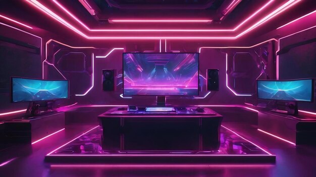 Futuristic gaming esports background abstract wallpaper stile cyberpunk scifi game stage concert sce
