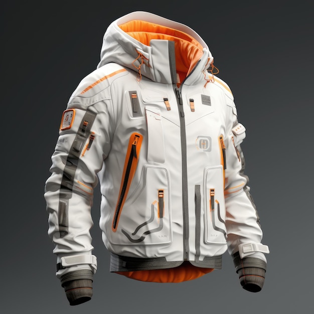 Futuristic Winter Jacket Design Hyperrealistic His and Hers Concept con Chic White e Cream Vari