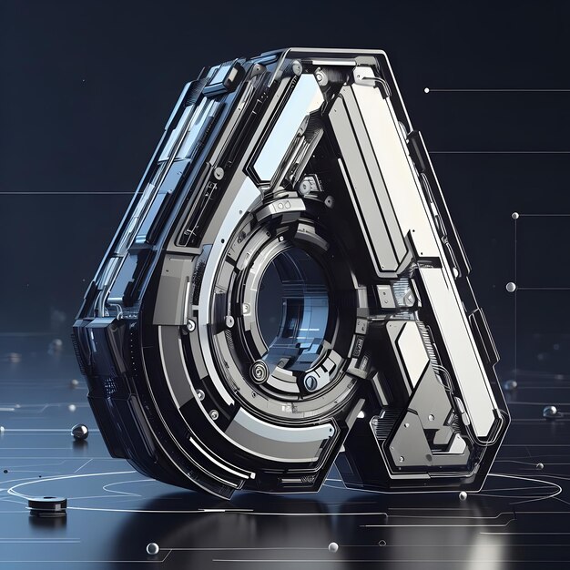 Futuristica 3D Rendered Tech Lettera A