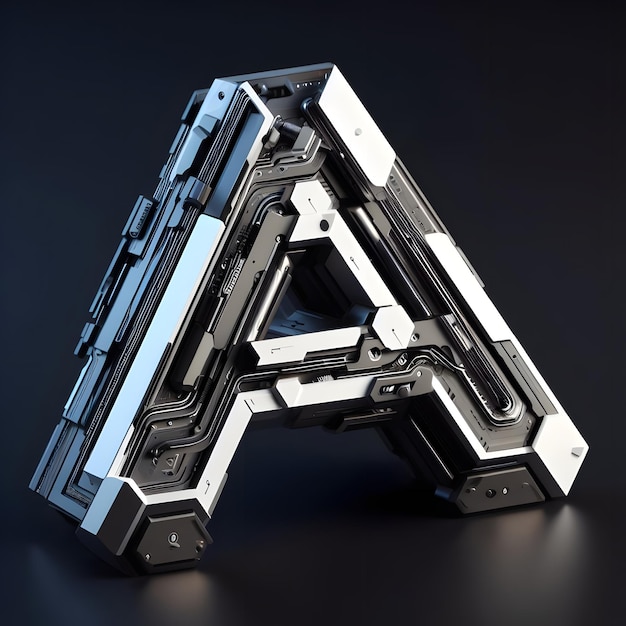 Futuristica 3D Rendered Tech Lettera A