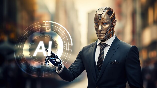 Futuristica AI Robot Tecnologia del tocco Interfaccia AI generativa
