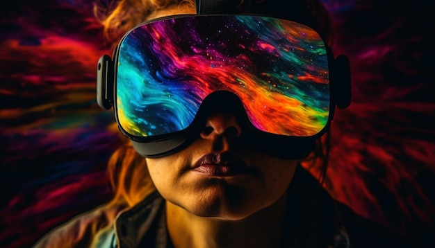 Futuristica avventura subacquea con occhiali protettivi generati dall'intelligenza artificiale