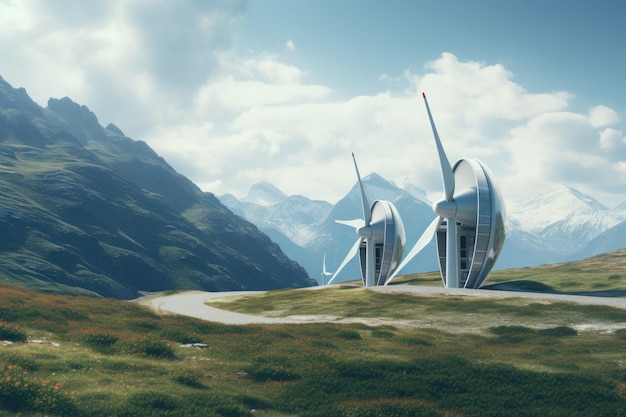 Futuristica centrale elettrica ecologica del futuro