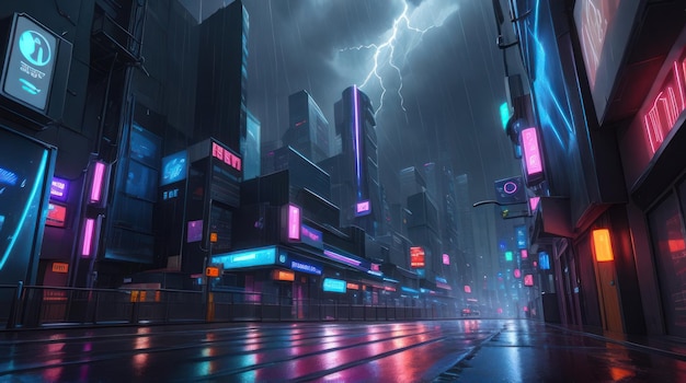 Futuristica città al neon