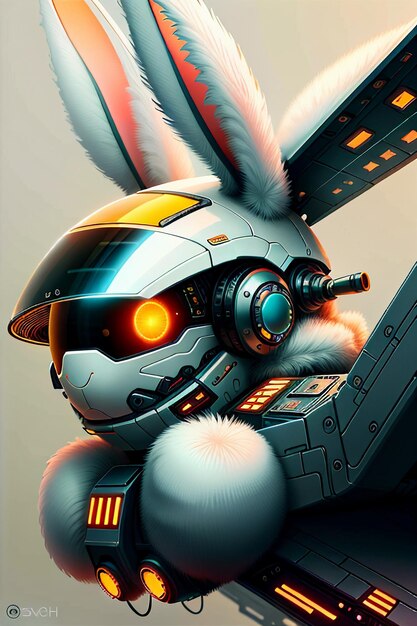 Futuristica fantascienza coniglietto soldato guerriero che guida un aereo spaziale Rabbit Legion
