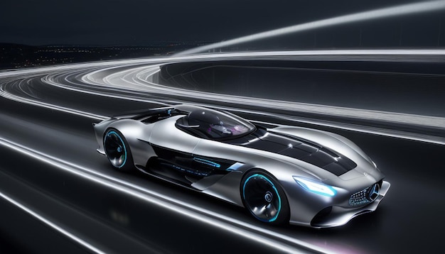 Futuristica Mercedes Benz AVTR Concept Car Racing a 200 MPH Uno spettacolo aereo cinematografico