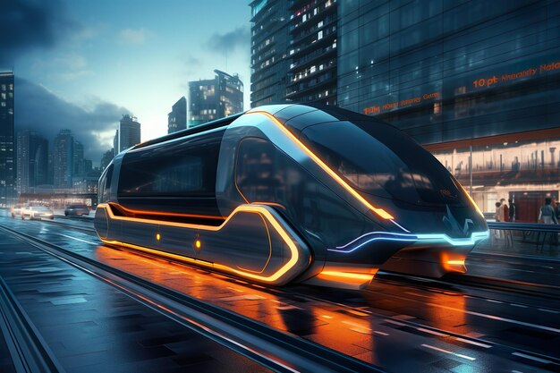 Futuristica mini mobilità 3D moderno concetto di trasporto urbano animato realizzato con AI