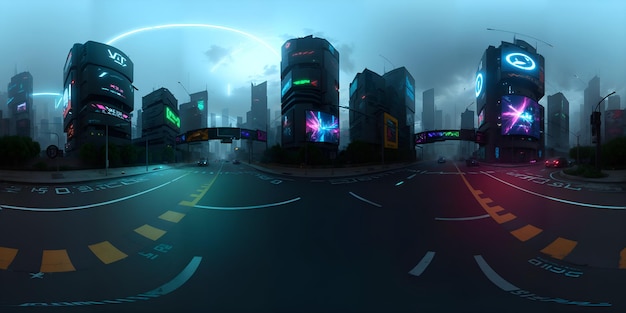 Futuristica SciFi City Panoramica a 360 gradi