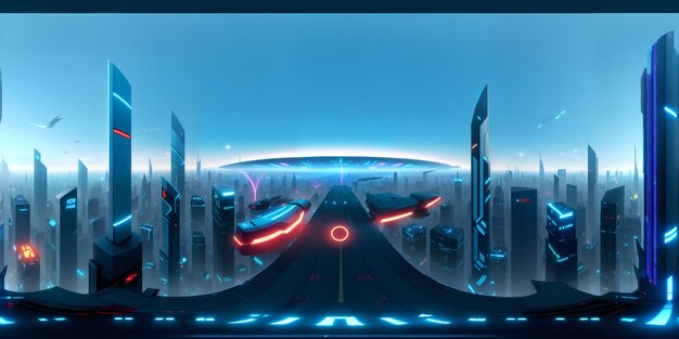 Futuristica SciFi City Panoramica a 360 gradi